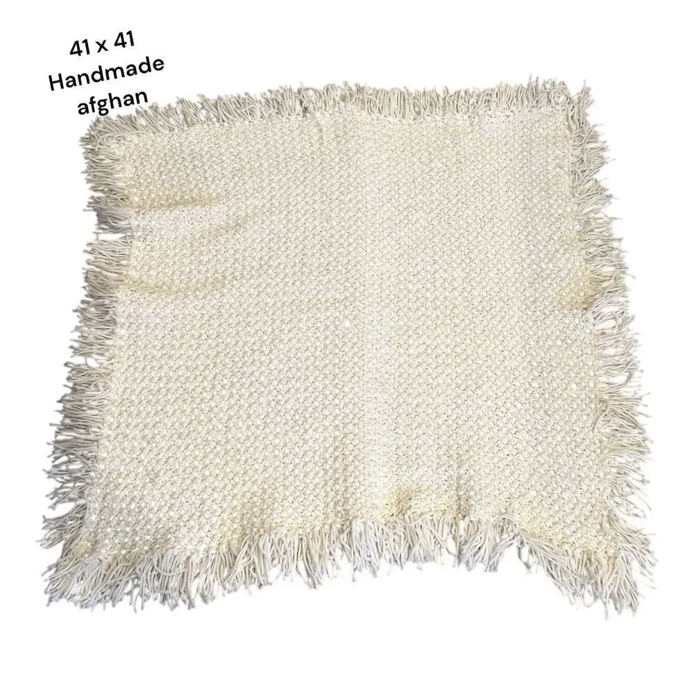 Handmade Afghan white baby Blanket